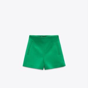 Zara High Waist Green Shorts